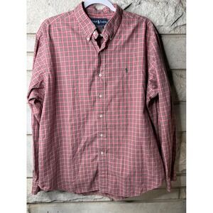Ralph Lauren Mens XL Classic Fit Red Green Plaid Button Down Shirt Cotton Pony